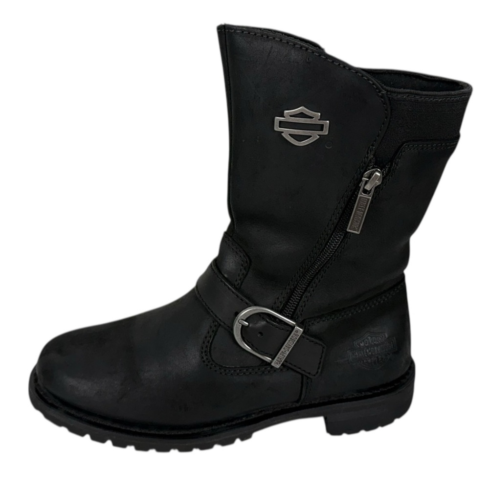 Harley Davidson Womens Lizzie 8” Black Leather Motorcycle Boots D87037 Size US 8 - Picture 4 of 15